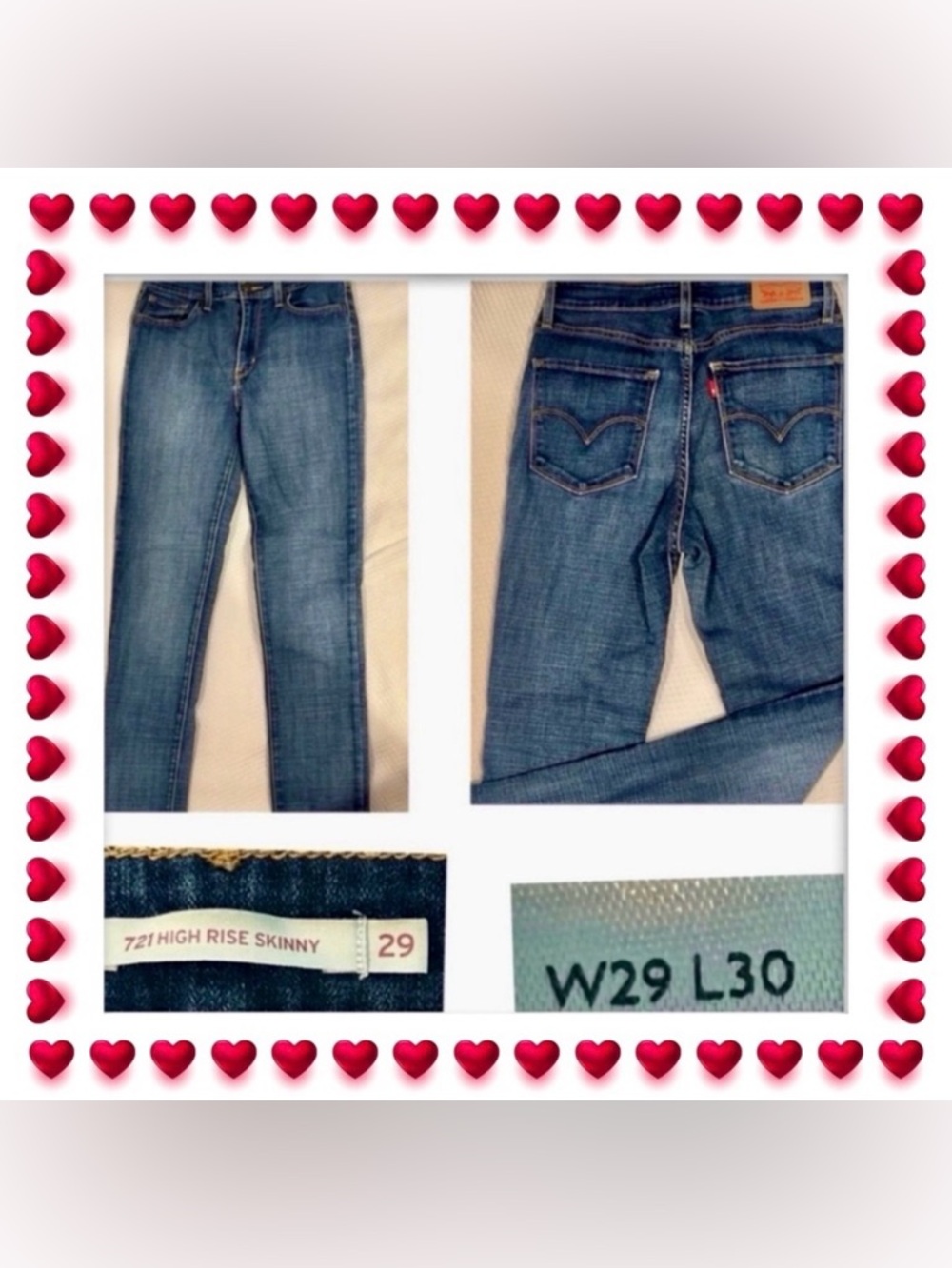 Jeans - Levi’s - 721 high-rise skinny jeans - stretch - 29x30 - pre-loved -great